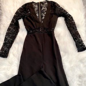 Black Lace Cut Out Jumpsuit - XS